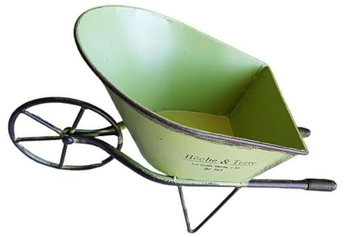 HUAANYA Vintage Kleiner Blumenwagen Einrad Pflanzgefäß Metall Dekorative Schubkarre Pflanzgefäß Für Innen Und Außen Garten Dekoration