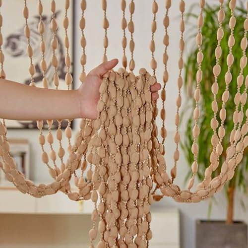 Odot String Door Curtain, Beaded Curtain with Fringe 1 Piece Rod Pocket Fly Insect Bug Screen for Doorway String Door Panel for Room Divider Decorative Party Bedroom (Champagne Color,100x200cm)