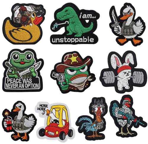 10 Stück Peace Was Never An Option Hook and Loop Patches Lustige Stickerei Taktische Abzeichen Bestickt Emblem Patches Applikationen DIY-Zubehör Mützen Jeans Rucksack Jacken Uniformen Kleidung