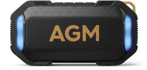 AGM MagROCK Magnetischer Bluetooth Lautsprecher mit 9-facher Lichtshow, IPX7 wasserdichte Musikbox, Starker Halt für Party, Fitness & Werkstatt, TWS Sound