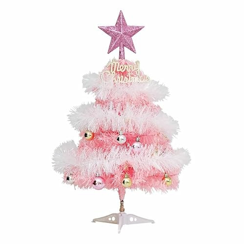 albero di natale Piccolo albero di Natale rosa artificiale, piccolo albero di Natale da tavolo, decorazioni, forniture natalizie esterno(No light,60cm)