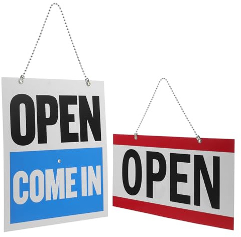 Abaodam Lot de 2 Panneaux de Porte en Pvc Double Face «ouvert/fermé», Panneau Mural Rouge et Bleu, 2 Pièces, Affichage Clair des Horaires D’ouverture, pour Magasin, Bureau ou Usage