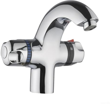 Grifo termostático de cobre plateado para fregadero de cocina, diseño de tubería oculta, temperatura ajustable 20-50 °C, grifo mezclador de agua caliente y fría