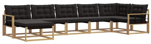 vidaXL Outdoor-Sofagarnitur mit Kissen 7 pcs Weiß und Schwarz, Moderne Garten-Sofa-Garnitur, langlebige Möbel, schicker Sitzplatz, wetterfest, Bequeme Relaxoase