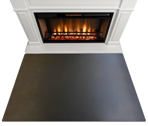 Hitzeschutz für Kamin 100x80 cm | Hitzebeständig | Leicht zu Reinigen | Funken- und Kratzfest | Bodenschutz | Schwarze Farbe | Feuerfeste Unterlage | Bodenplatte | Elegante Stahlplatte