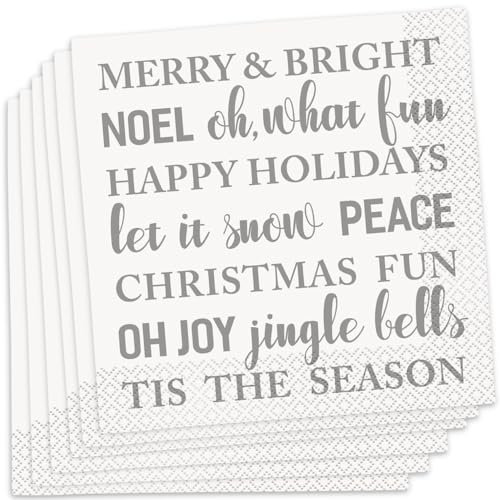 Unique Party 77122 - Silver and Gold Snowflakes Christmas Napkins, Pack of 16