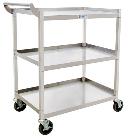 GSW Werkzeugwagen aus massivem Edelstahl, 2,5 cm, mit 12,7 cm Lenkrollen industriell 15.5 W x 26.5 L