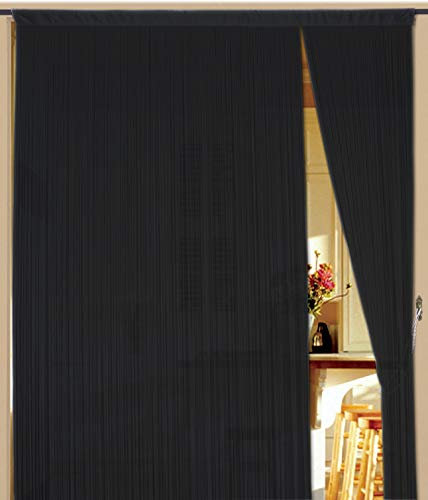 Kaikoon Fadenvorhang Schwarz 150 cm x 800 cm (BxH) Raumteiler & Türvorhang