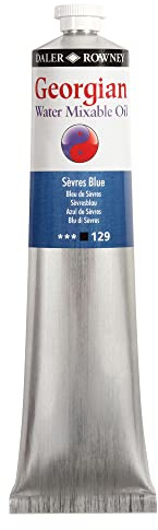 Daler Rowney Georgian Water Mixable Oil Paint Sevres Blue 200ml Tube - Art Paints for Canvas Paper and More - Oil Painting Supplies for Artists and Students - Artist Oil Paint for Any Skill Set