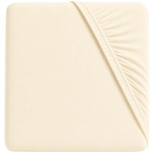 DuDu N Girlie next2me Baumwolle Dick Jersey Kinderbett Spannbettlaken Spannbetttuch, 51 cm x 85 cm, creme