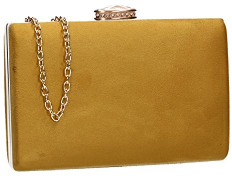 SwankySwans Surrey - Pochette da donna in velluto scamosciato, elegante, per feste, balli, matrimoni, matrimoni, giallo senape., One Size