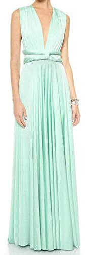 Infinity Kleid inklusive Bandeau Top Brautjungfernkleid Gr. 34-42 viele Farben Wickelkleid lang, 70 Verschiedene Wickelarten Brautkleid, Abendkleid Kleid lang Maxikleid (Helltürkis, 1 (34-42))