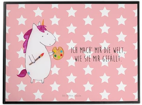 Mr. & Mrs. Panda Schreibtischunterlage Einhorn Künstler - Geschenk, Schreibtischunterlage Groß, Pinsel, Farbe, Einhörner, Maler, Unicorn,