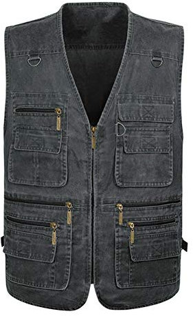 Weste Outdoor Herren Multi-Pocket Top ärmellose Multi-Pocket Utility (Farbe : Iron ash, größe : 7XL)