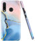 JAHOLAN Kompatibel mit Huawei P30 lite Hülle Handyhülle TPU Silikon Schutzhülle Handytasche Flexibel Handy Hülle Marmor Gold Glitter Sparkle Blue