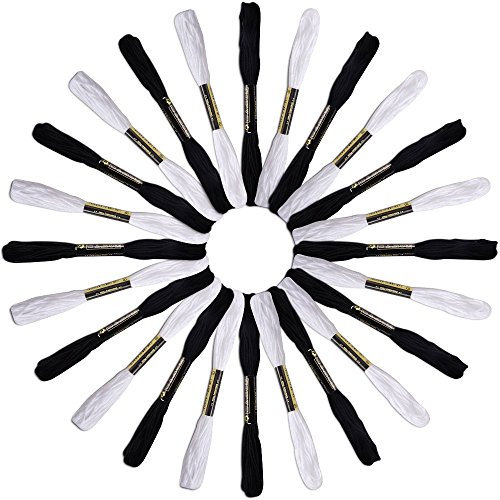 Stickgarn mit Stickgarn von Ankern, Baumwolle, 12 Stück, Schwarz + 12 Weiß