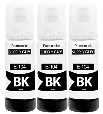 Supply Guy Tinte kompatibel mit Epson 104 Schwarz für EcoTank ET-2710 ET-2711 ET-2712 ET-2714 ET-2715 ET-2720 ET-2721 ET-2726 ET-2810 ET-2815 ET-2820 ET-2821 ET-2825 ET-2826 ET-4700 ET-4800 (3 x 70ml)