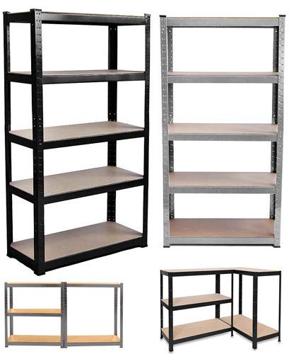 BRIEFNESS Black 150cm x 70cm x 30cm 5 Tier Heavy Duty Metal Shelves, Racking Storage Unit, 875KG Capacity Garage Shed Storage Shelving Units, 5 Year Warranty
