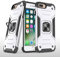 UEEBAI Case for iPhone 7 Plus iPhone 8 Plus iPhone 6 Plus 6S Plus, Military Grade Armor Ring Holder Case Ultra Slim Shockproof TPU Bumper Hard PC Case Rotatable Ring Kickstand Cover - Silver
