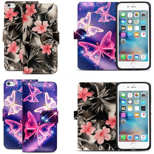 Case Compatible with iPhone SE 2016 (Not for 2020) / iPhone 5S / iPhone 5, Premium Folio Flip Wallet Leather Phone Case Cover for Apple iPhone SE 2016 / 5S / 5 (Reversible Style 2)