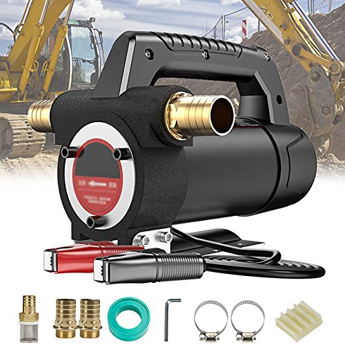 Bomba de Trasvase de Gasoil Autoaspirante Eléctrico, 12V, 24V, Bomba Extractora Aceite Estación de Extracción de Combustible, para Diésel, Gasóleo, Queroseno, 40L/min, 300W