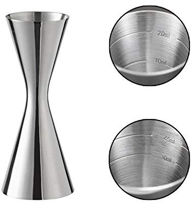 Verre doseur à cocktail 304 en acier inoxydable, balance intégrée, cocktail Jigger Dual Spirit Measure Cup, barman professionnel, convient pour les bars et les appartements (30/60 ml)