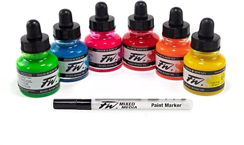 Daler Rowney D160329007 - Fw Neon Set Tintas Frasco 6 X 29.5Ml