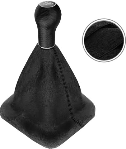 L & P Car Design Schaltsack Schaltmanschette Echtleder Schwarz Schaltknauf 5 Gang 12mm kompatibel mit VW Golf 2 II 3 III Polo 6N Passat 35i Plug Play Ersatzteil