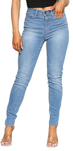 989Zé ENZO EZL416 Womens Jeans Skinny Stretch Trousers Ladies Denim Slim Fit Pants with Pockets All Waist Sizes UK 8-20 (12, Light Blue)