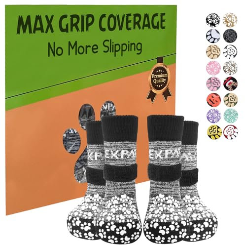 EXPAWLORER 3 Paar rutschfeste Hundesocken Pfoten stoppen Lecken, Hundepfotenschutz mit Griffen, doppelseitig, Starke Traktion, verstellbare Hundeschuhe für ältere Hunde, Hartboden, drinnen und