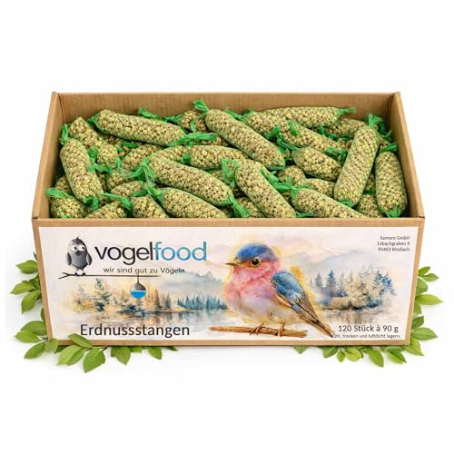 Samore 120 Erdnuss-Stangen für Wildvögel 120 Stück à 90 g = 10,8 kg Erdnussstangen Vogelfutter Erdnüsse Futterstangen