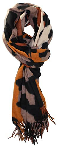 Ted & Jack - Cashmere-Feeling, Camouflage- oder Leopardenmuster, Herbst-/Winterschal, Brauner Fleece-Leopard, Einheitsgröße