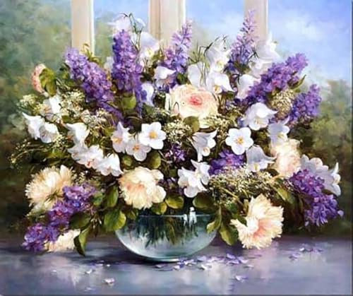 Pavemlo DIY 5D Diamond Painting Kits Lavendelblüten, Diamantmalerei, Kreuzstich, Stickerei, komplettes Strassbild, Kunst, für Malerei, Wohnzimmer, Schlafzimmer, Dekoration, Wandaufkleber, 30 x 40 cm