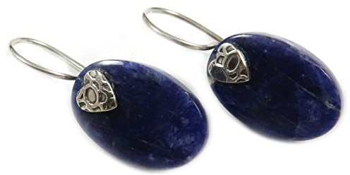 Generisch Sodalith-natürlicher Edelstein-massiver 925 Sterlingsilber-Tropfen-Ohrring-handgemachter Schmuck ET-67