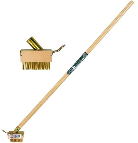 Synx Tools Fugenbürste mit Haken, Unkrautbürste mit Schaber, Zusatzbürste, Fugenbürste Stahlbürste für Moos & Unkraut Ersatzbürsten, 2X Regalhalter und 1x Stiel 160cm,Besen für Pflastersteine