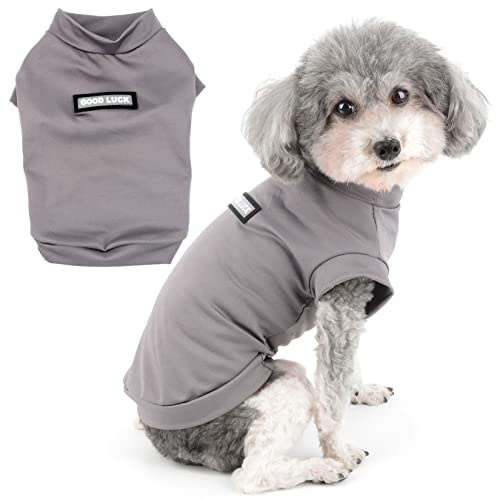 Zunea Kleine Hunde Shirts Schnell Trocknen Sommer T-Shirts Kühlende Welpenkleidung Weiche Ärmellose Weste Tank Top Atmungsaktiv Dehnbar Chihuahua Sonnenschutz Heißes Wetter Bekleidung Dunkelgrau XL