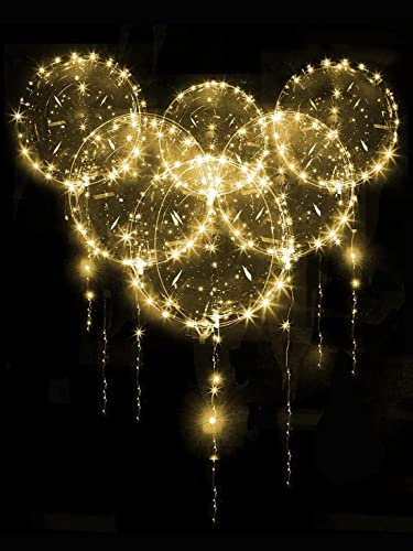 Zodight Palloncini luminosi, confezione da 10 palloncini bobo a LED da 50,8 cm, con luci da 3 m, per matrimoni, Natale, feste di compleanno, decorazione (giallo)