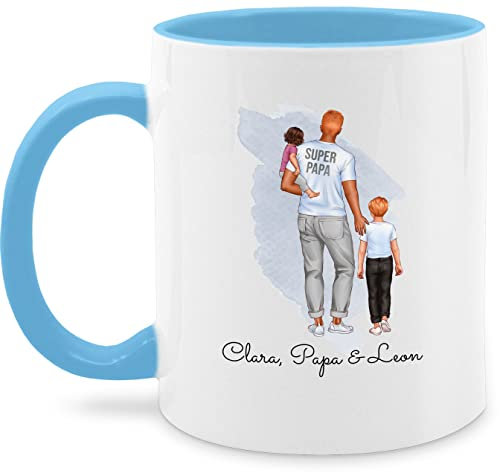 Tasse Tassen 325ml - zum Vatertag - Papa Baby Kind Geschenk I Vater Geschenkidee - 325 ml - Hellblau - vatertagsgeschenk geschenke väter vatertagsgeschenke sohn kaffeetasse personalisiertes