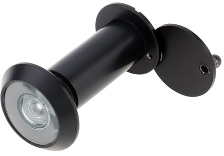 HOJLKLD Mirilla de latón macizo de 180 grados para puertas de 1-3/8 a 2-1/6 pulgadas, visor de puerta de 5/9 pulgadas de diámetro con cubierta de privacidad para oficina, hogar, hotel (negro)