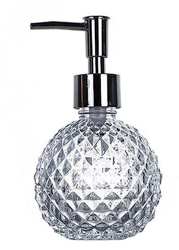 Distributeur de Savon en Verre Transparent de 226,8 g - Vintage et élégant - Distributeur de Savon pour Les Mains avec Pompe argentée antirouille pour shampooing, Gel, Huile Essentielle