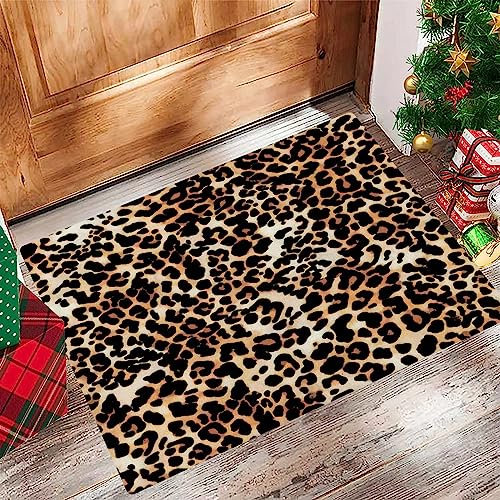 EKSED Badezimmerteppich 60x100 cm,Badematte rutschfest,Weicher Badvorleger,Leopardenmuster, Jaguarmuster, Tierfell,Mikrofaser Absorbent Badteppich für Badewanne,Dusche und Badezimmer
