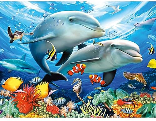 DAERLE Diamond Painting Ozeanwelt, Diamant Painting Bilder Verschiedene Fische, Hai Diamond Painting Erwachsene DIY Diamant Vollbild, Malen Nach Zahlen 5D Diamant Painting für Wand Dekor 40x30cm