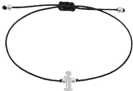 Selfmade Jewelry Buchstaben Armband Damen Silber Kettchen Handmade Größenverstellbares Makramee Armbändchen mit Anfangsbuchstabe Inkl. Geschenk-Verpackung (i)