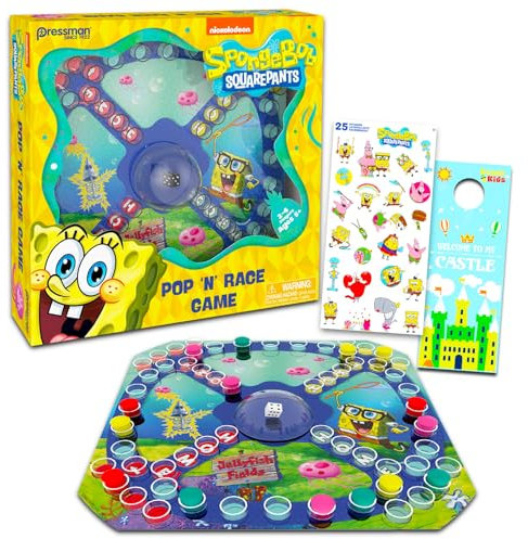 Spongebob Schwammkopf Pop Up Brettspiel - Bundle mit Spongebob Brettspiel mit Pop Up Würfeln plus Aufklebern, mehr | Spongebob Spiele für Geburtstagsfeier