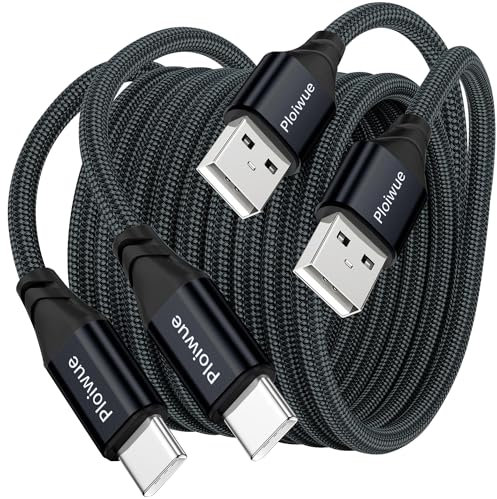 USB C cable 2Packs 3M+3M,USB Type C Charger Cable Nylon-Braided Data Sync Cord for PS5 Controller,PS5 DualSense Xbox Series X/S Controller,Sony,Samsung Galaxy S20 S21,Nintendo Switch(black)