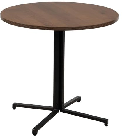 LOLAhome Mesa de Comedor Pedestal Redonda de Madera y Metal Negra y Natural de Ø 80x75 cm
