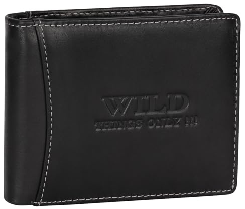 EAAKIE RFID echt Leder Herren Portemonnaie Geldbörse Geldbeutel Herrengeldbörse Querformat 8 Karten (Schwarz)