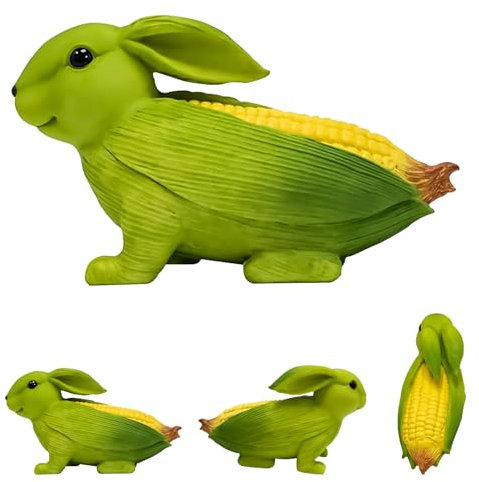Kaezuy Gartenfiguren & Gartenstatuen Mais Kaninchen Gartendeko für Draußen Wetterfest, Ostern Hase Tiere Garten Statuen Deko Draußen Figuren für Garten Balkon Terrassen Wohnzimmer