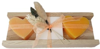 Geschenk Schafmilchseifen in Holzverpackung mit Seifenherzen Zirbe-Honig