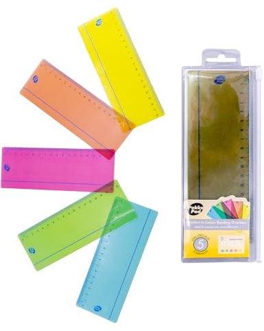 Pukka Pad Irlen Reading Rulers Designed to Help with Visual Processing – Pack of 5 with Pre-Printed Colour Rulers in Blue, Green, Orange, Red, and Yellow in Zipper Wallet – 19 x 7cm, 250um PET
